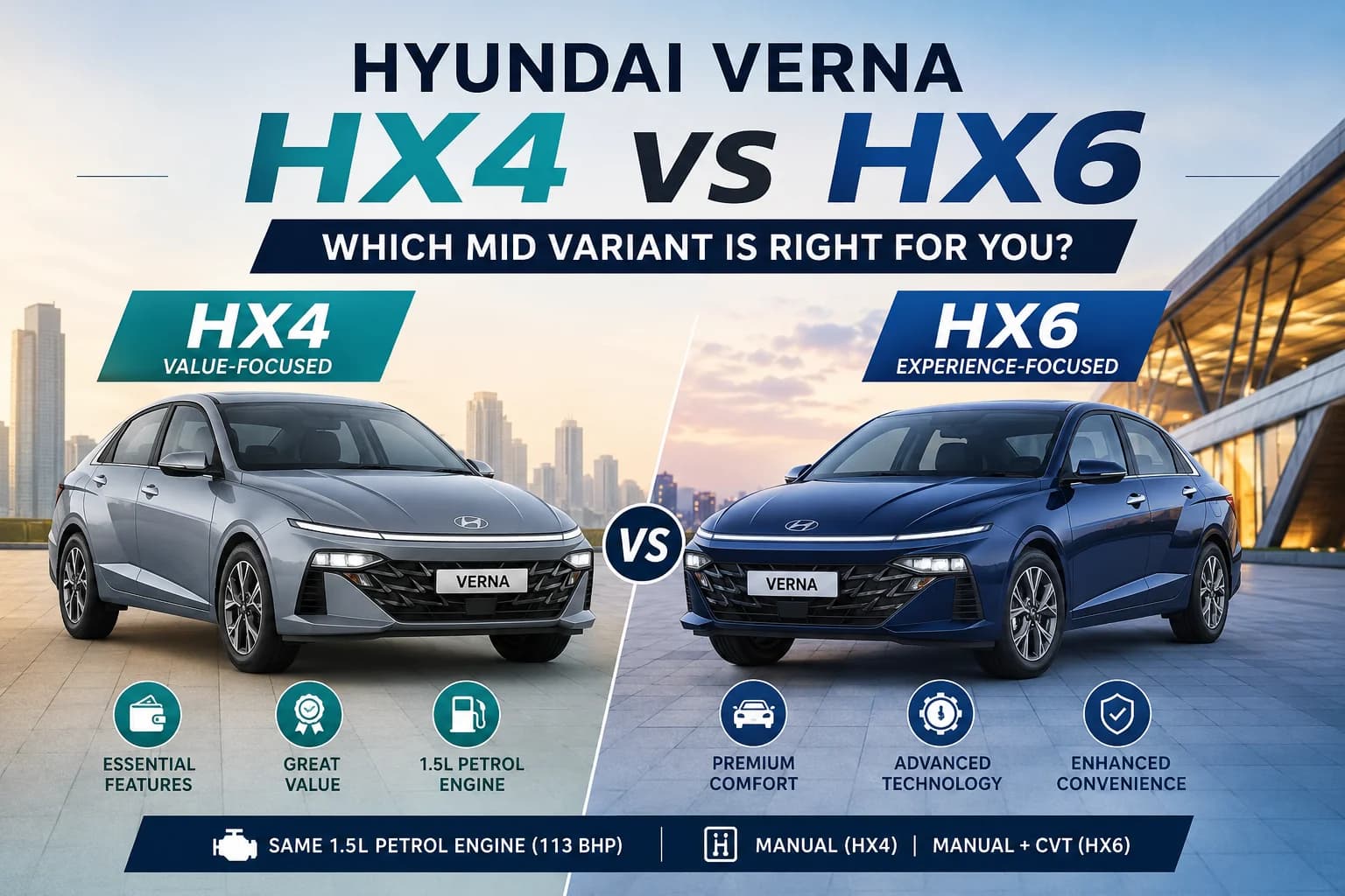 Hyundai Verna HX4 vs HX6: Which Mid-Spec Variant Makes More Sense in 2026?