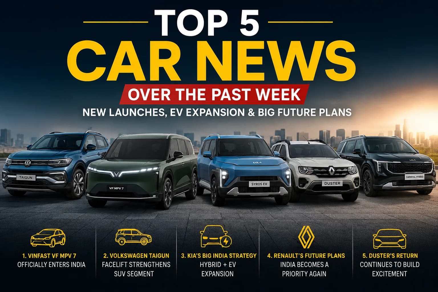 Top 5 Car News Over the Past Week: New Launches, EV Expansion & Big Future Plans