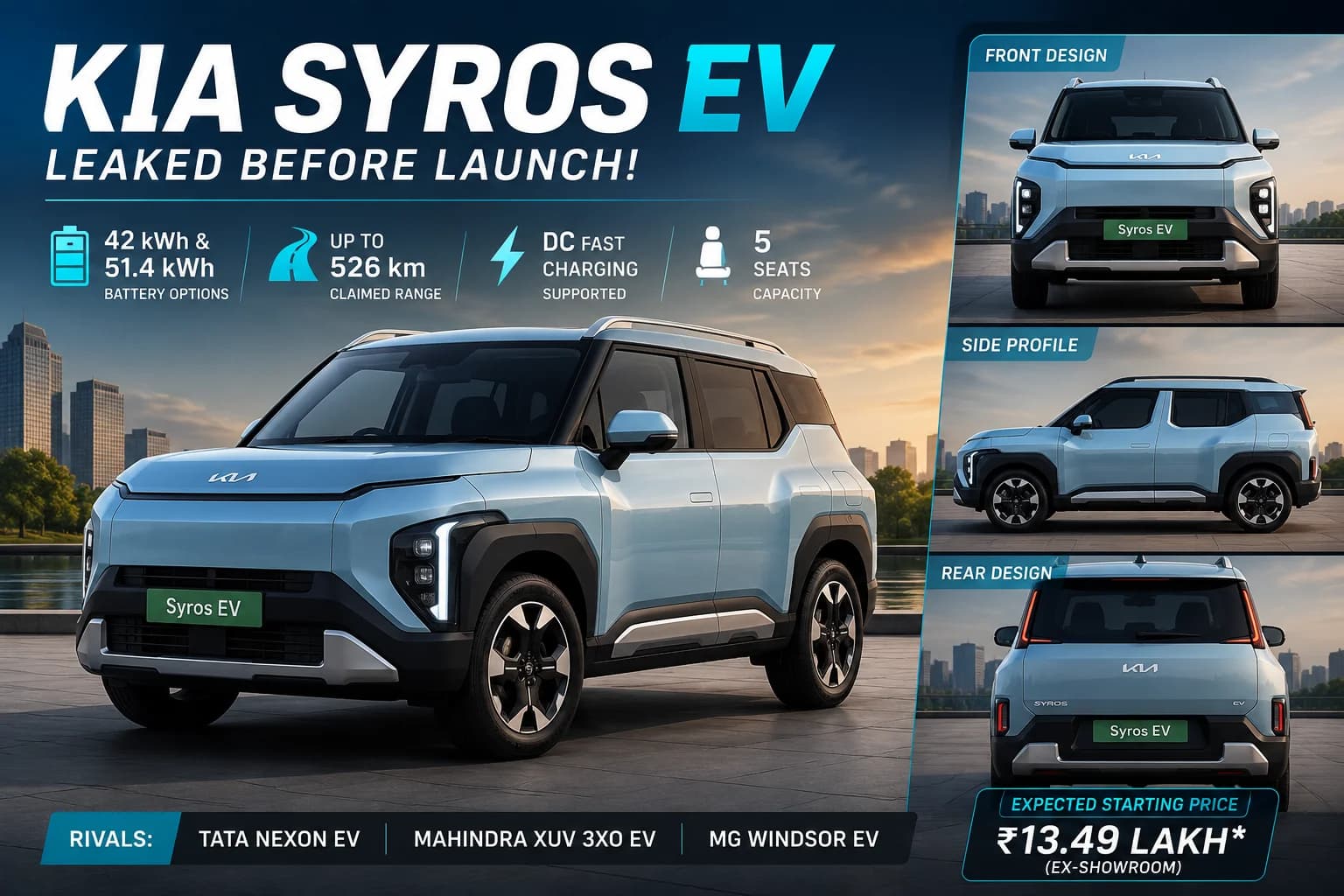 Kia Syros EV Design Leaked Before Launch