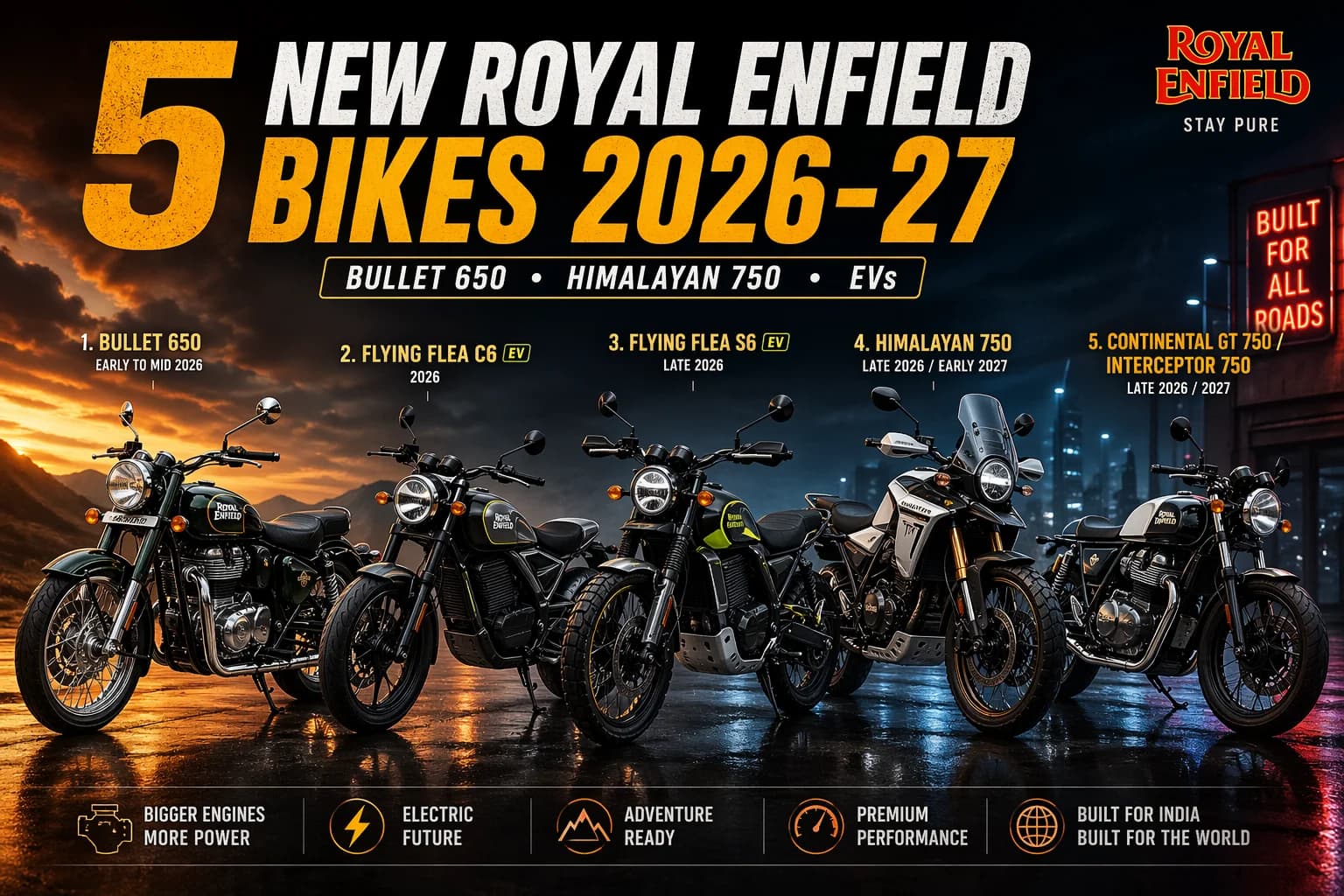 5 New Royal Enfield Bikes Launching in 2026-27: Bullet 650 to Flying Flea EV
