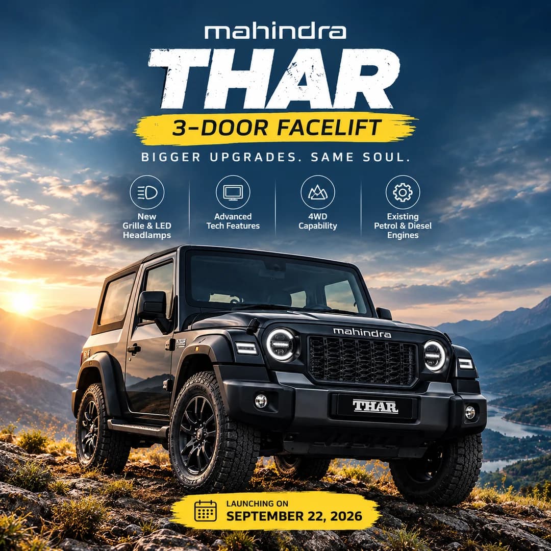 Mahindra Thar 3 Door Facelift Teased