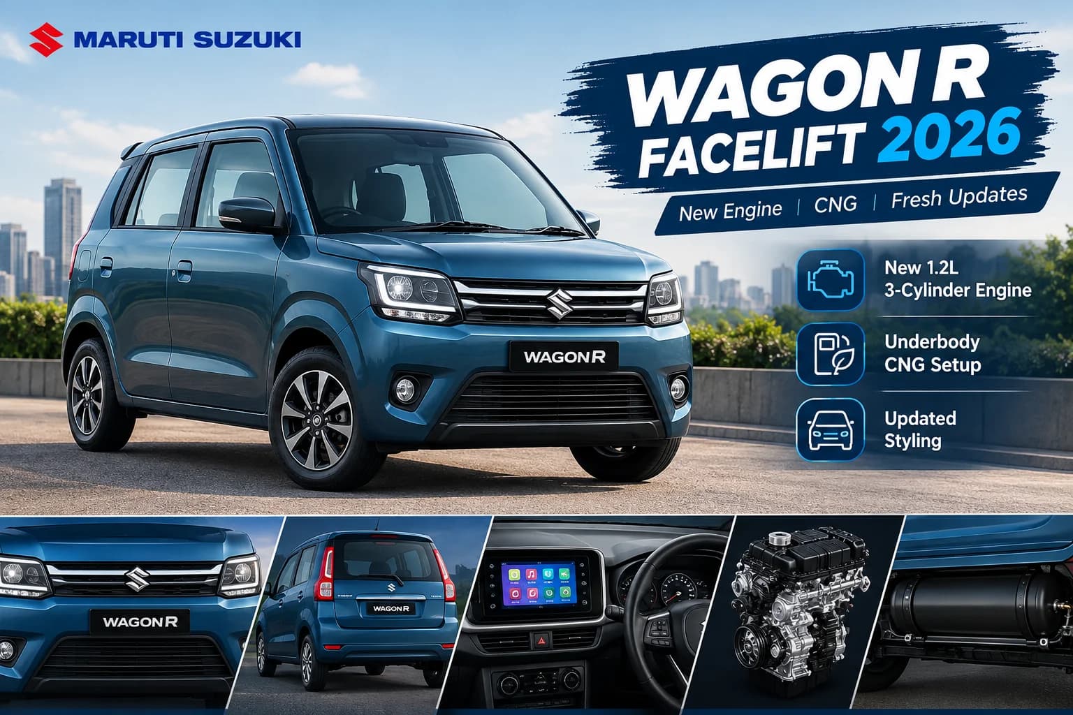 Maruti Wagon R Facelift to Get 1.2L 3-Cylinder Engine, Underbody CNG