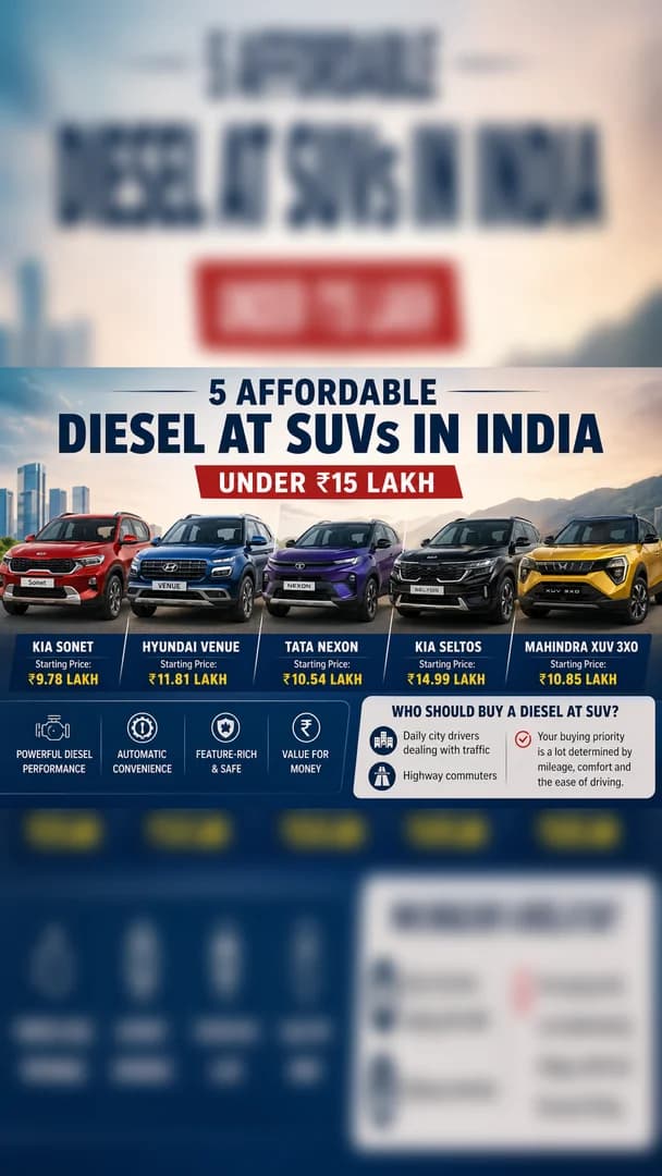5 Affordable Diesel AT SUVs in India - Under ₹15 Lakh